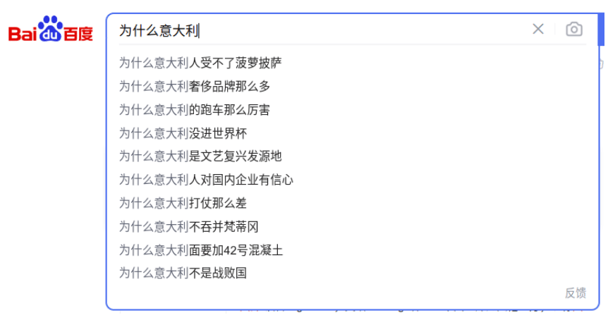 Baidu autocomplete why ITaly